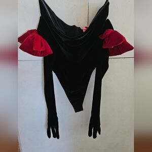 sugar thrillz Holiday Heart Bodysuit And Gloves Set -XXL